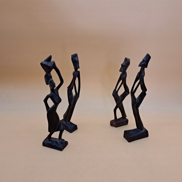 Four Wooden African Statues - Picture 1 of 11